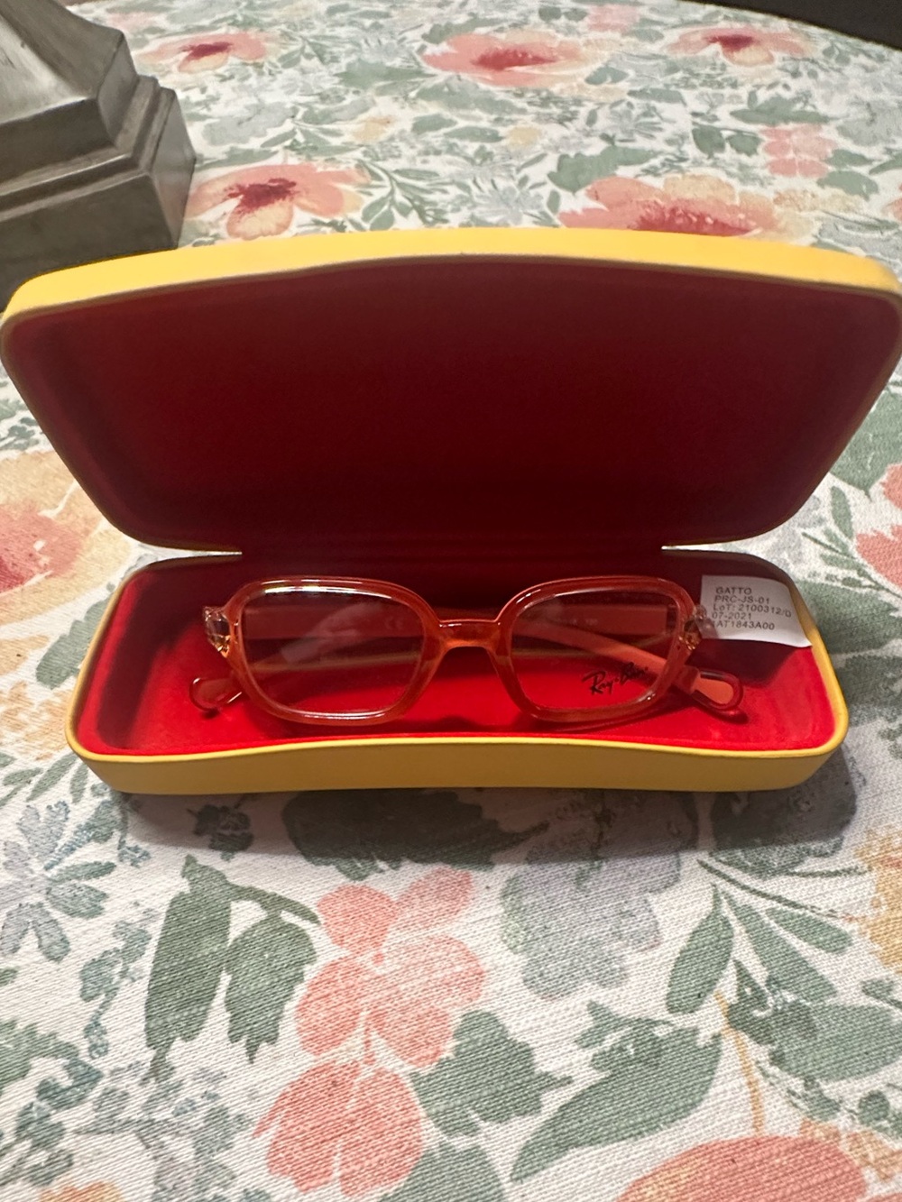 Ray Ban RB9074V Optics Kids Polarized Eyeglasses Orange Yellow Red Hardcase